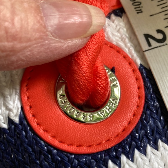 Vera Bradley Navy and White Tote with Orange Accents - Picture 9 of 9